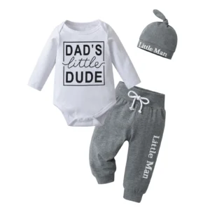 "DAD'S little DUDE" 3-Piece Outfit- Top/Pants/Hat